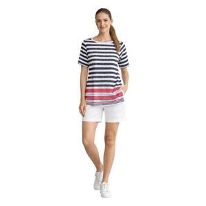 Karen Scott Striped Top with Red and Navy. Size M.